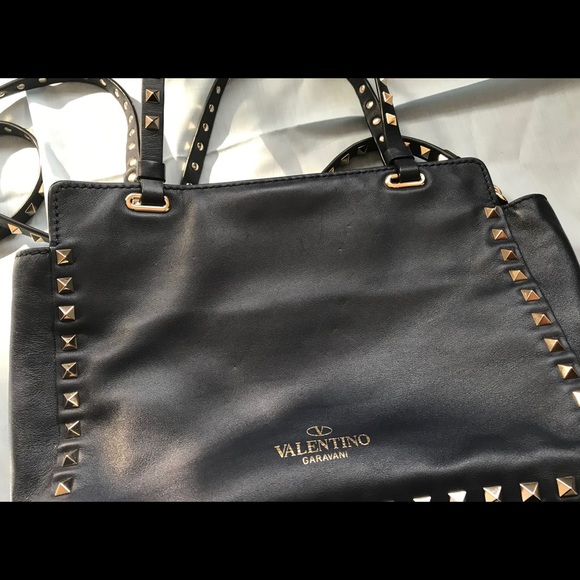 Valentino Rockstud Trapeze Tote Small Navy EUC - Picture 8 of 13